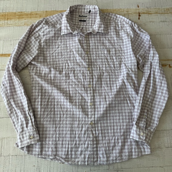 Barbour Tailored Fit size XL Gingham Plaid Check Button Down Long Sleeve Shirt - Picture 1 of 9